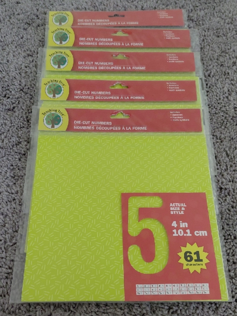 (5) Teaching Tree Die-Cut Numbers - Lime Green